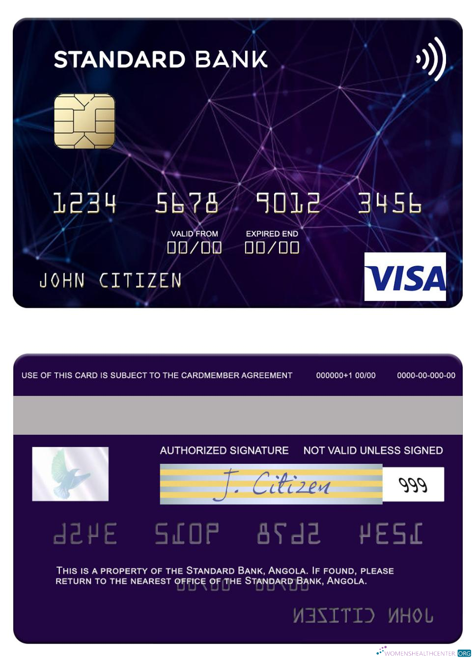 Download Angola Standard Bank visa card Photoshop template